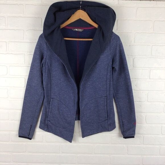 THE north face vintage warm blue small hoodie cardigan soft and comfortable - Picture 16 of 16